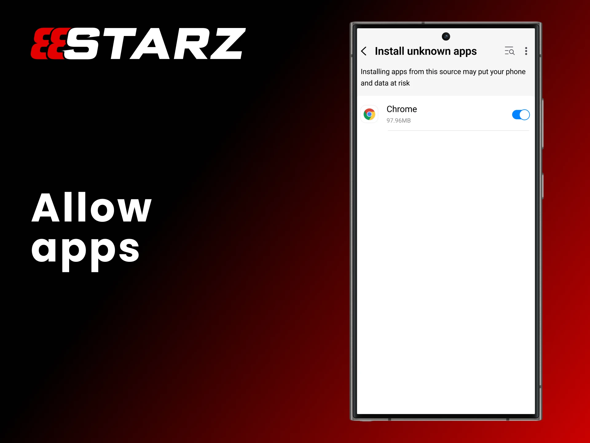 Allow install 888Starz app on your device settings.