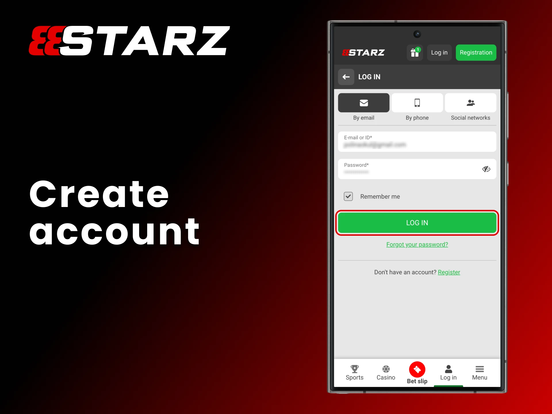 Now you can create 888Starz account to start betting.