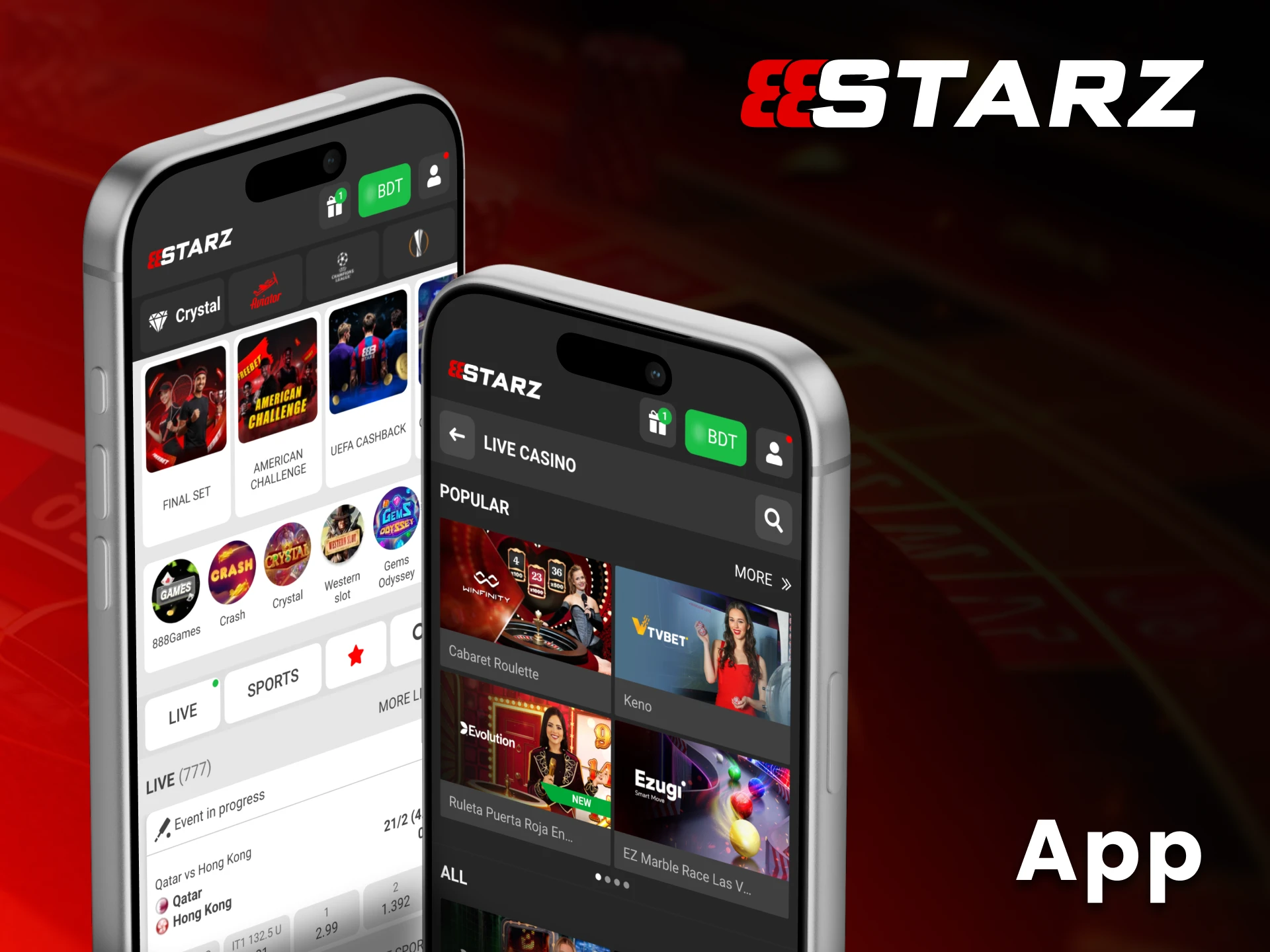 Get access to 888Starz sports and casino from your smartphone.