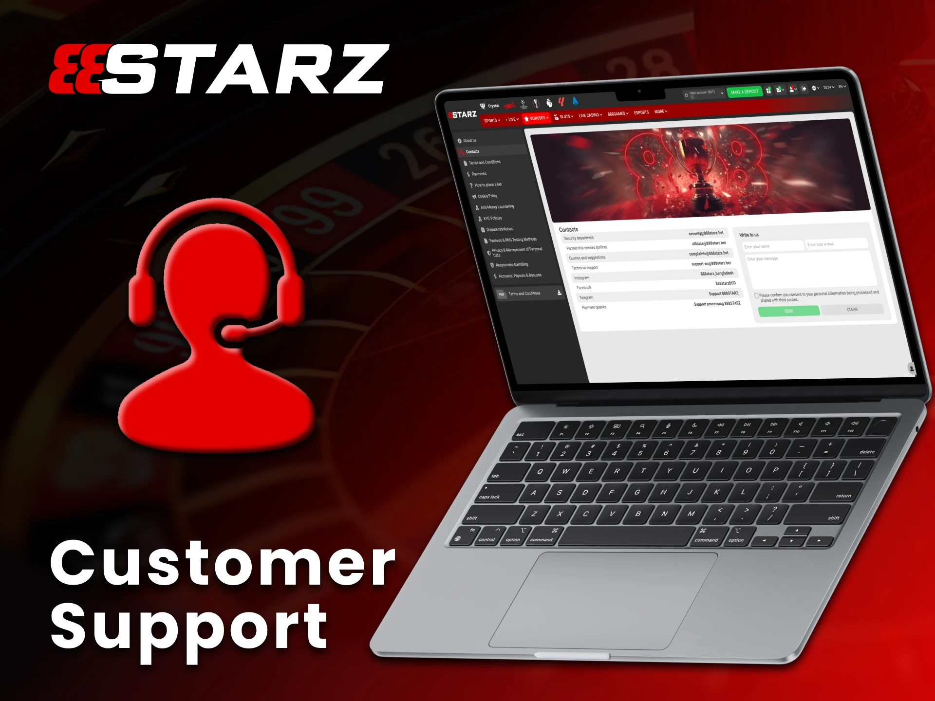 888Starz support keeps all official contact points.
