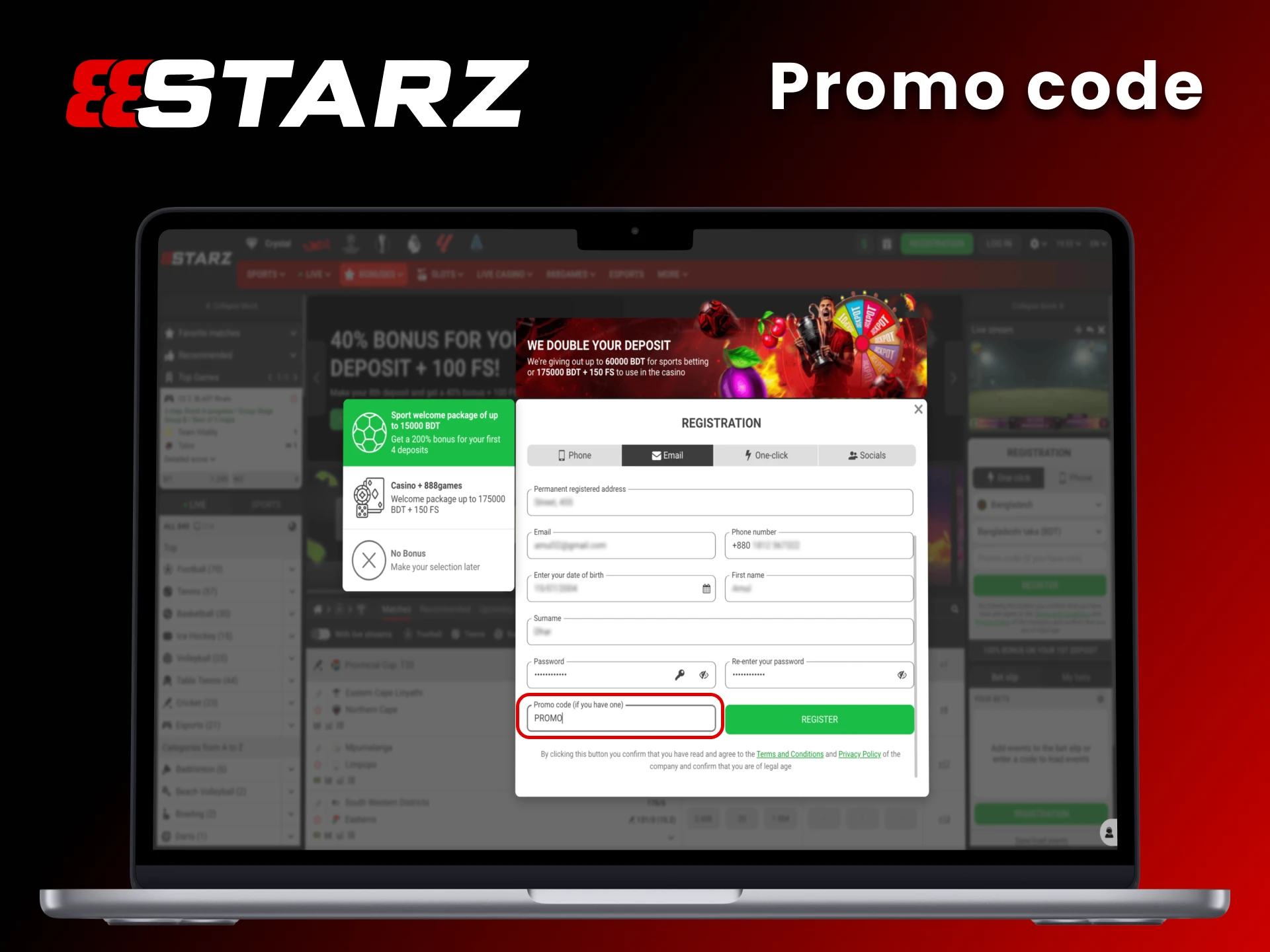 Activate extra rewards at 888Starz with a promo code.