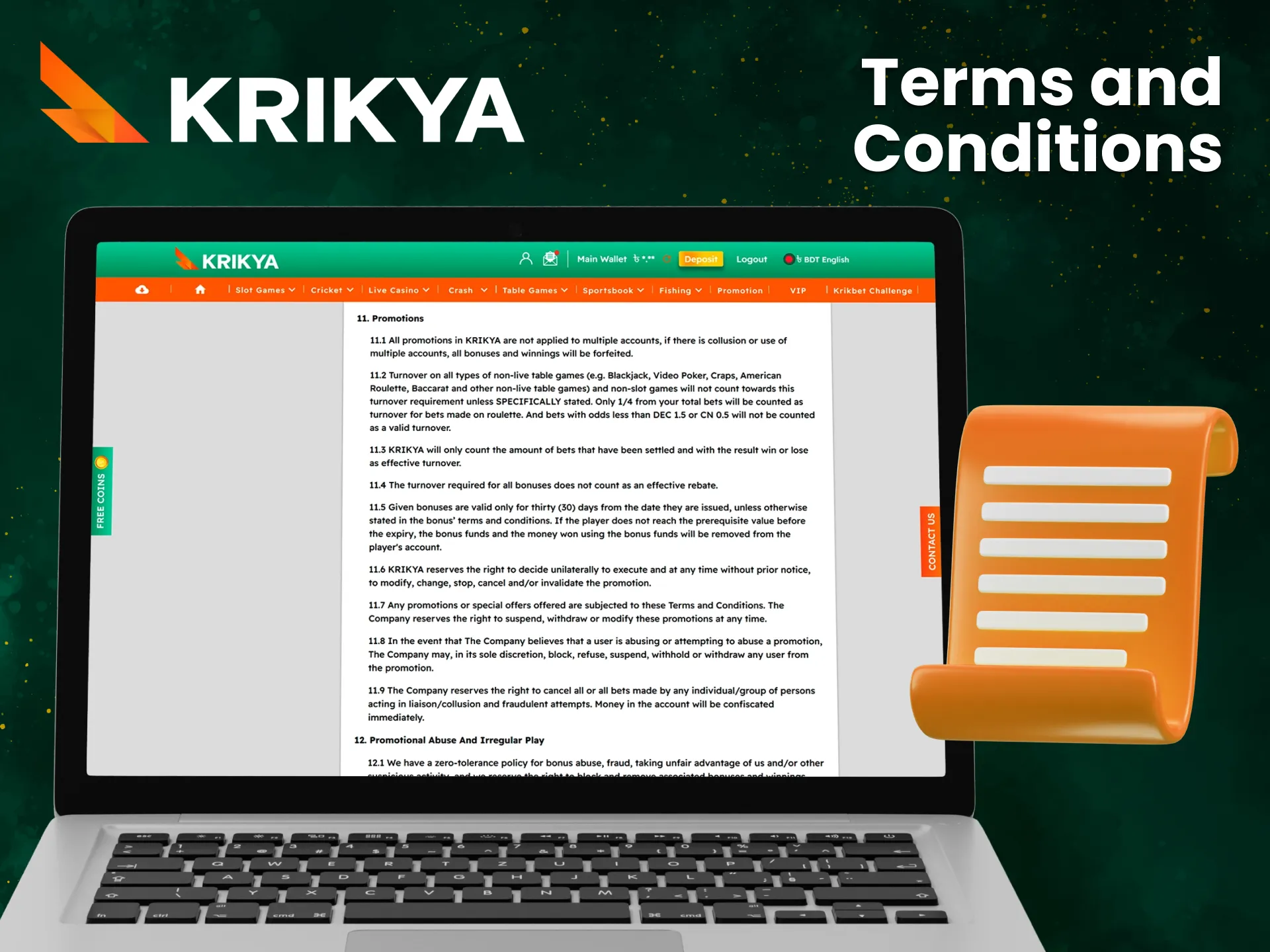 Please read the rules for receiving and using Krikya bonuses.