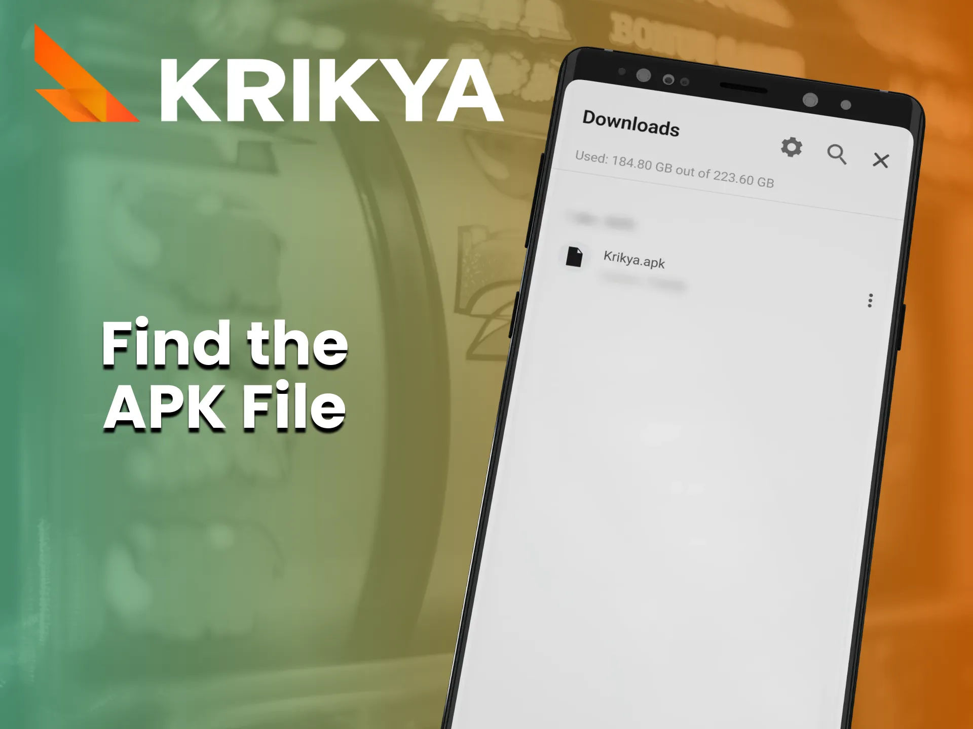 Find the downloaded Krikya application file in your downloads folder.