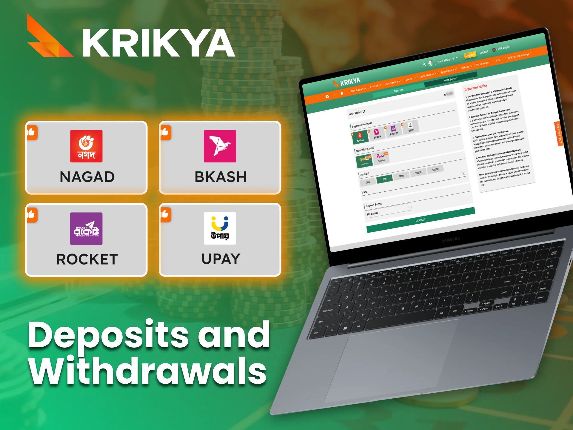 The Krikya platform supports trusted local payment methods.