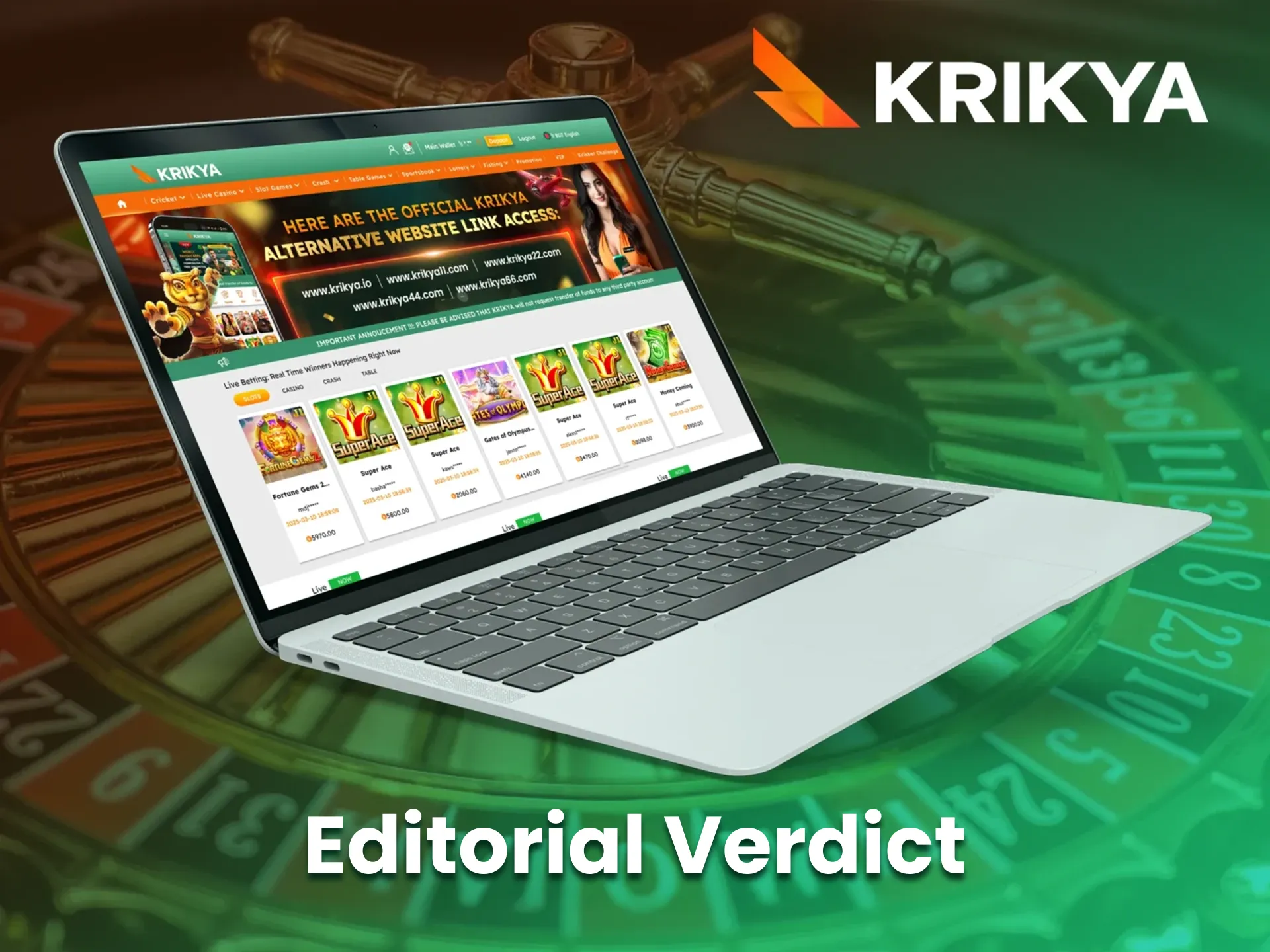 Join thousands of satisfied players and win at the Krikya online casino.
