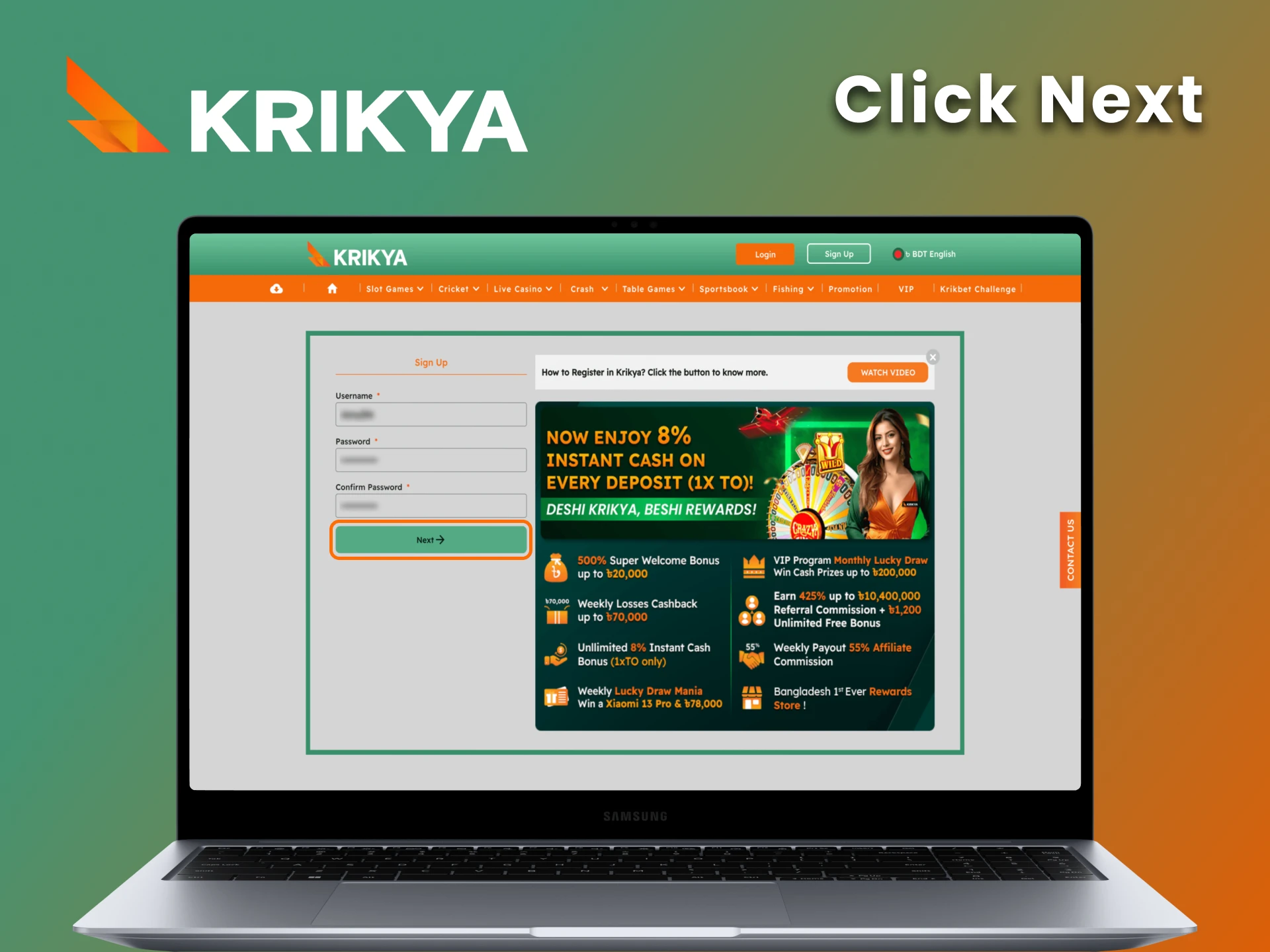 Tap the Next button at Krikya to continue.