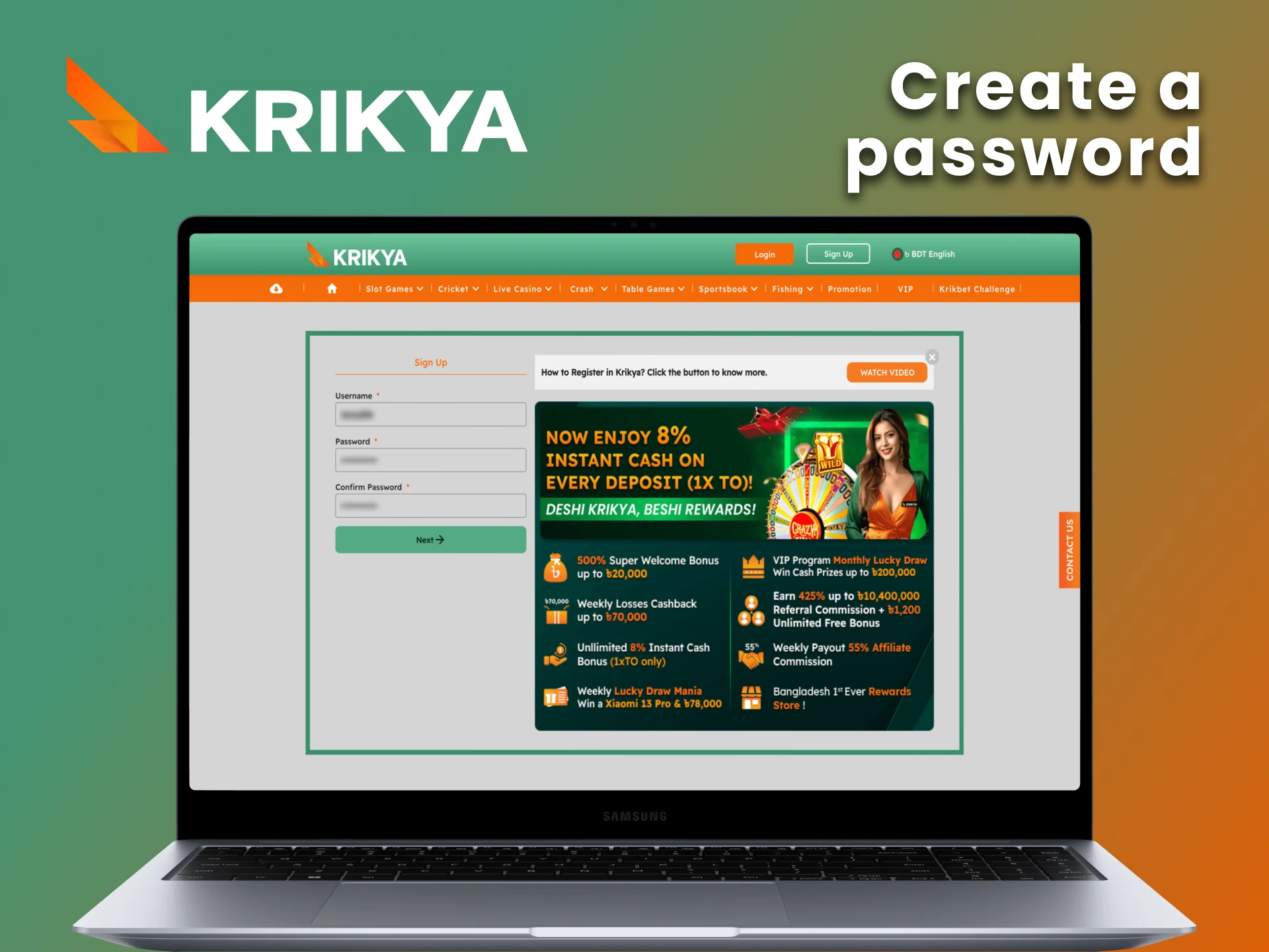 Create a strong password at Krikya official site.