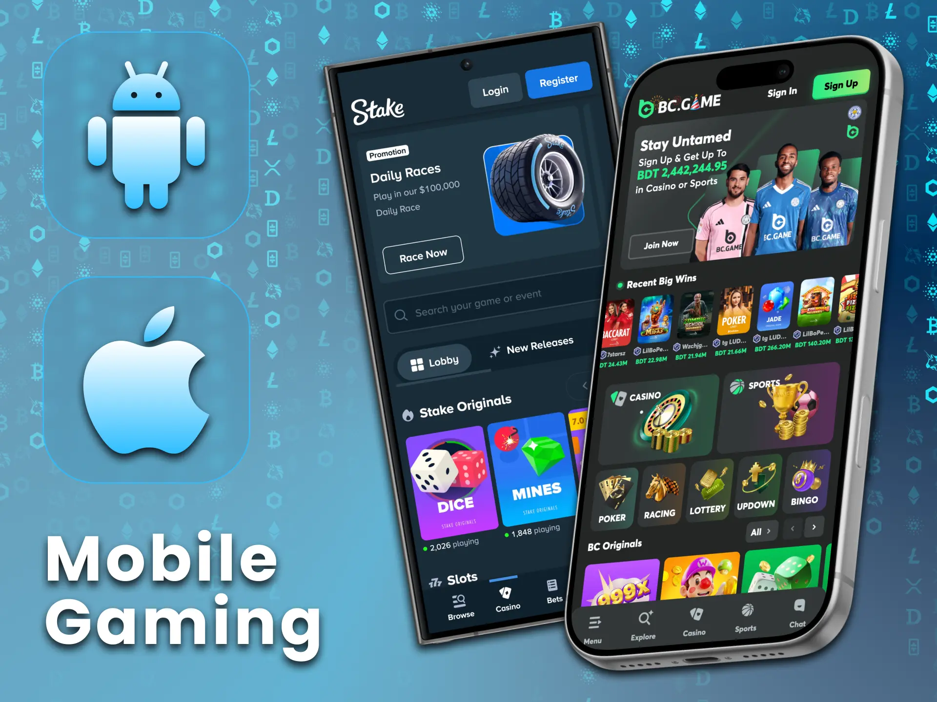 Download the official app from crypto casino and start betting.