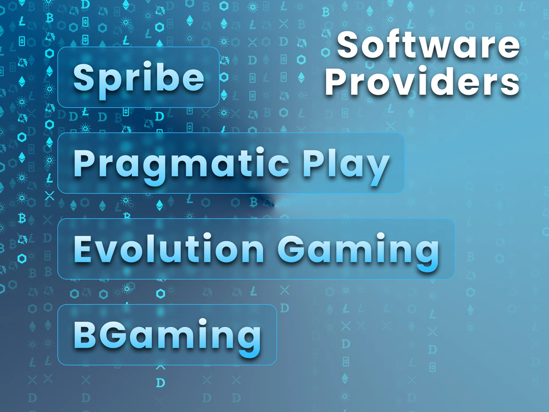Crypto casinos partners with top software providers.